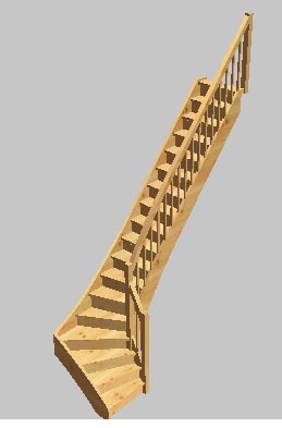 Viertelgewendelte Treppe aus Buche